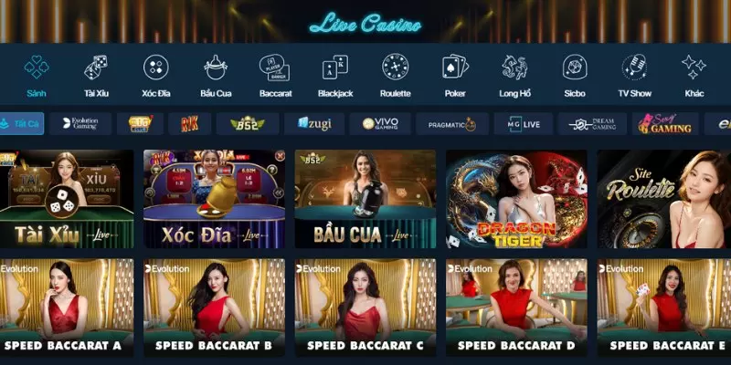 Kho game đa dạng tại casino lucky88